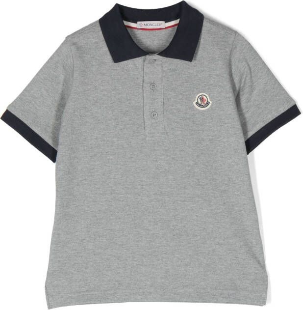 Moncler Enfant Poloshirt met logopatch Grijs