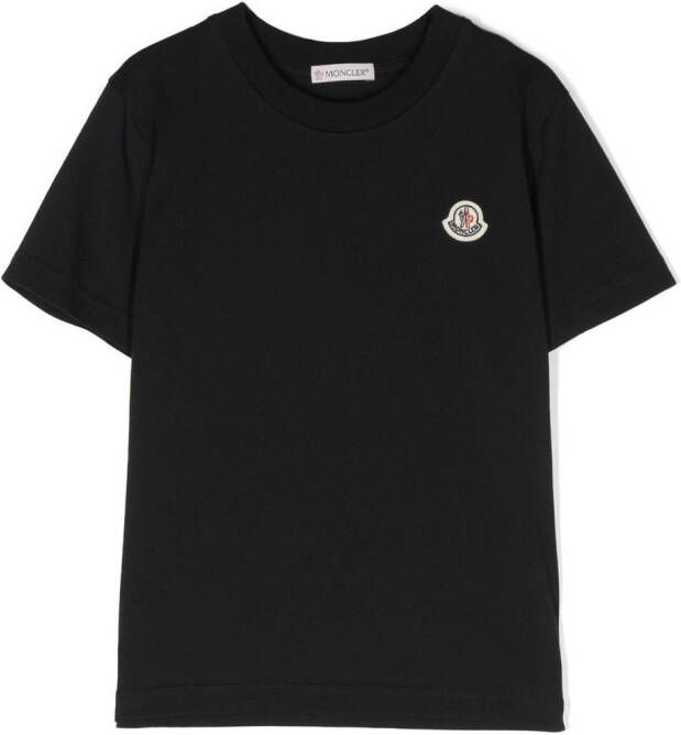 Moncler Enfant T-shirt met logopatch Zwart