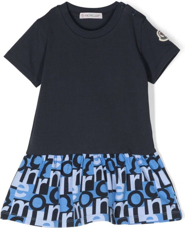 Moncler Enfant T-shirtjurk met logopatch Blauw