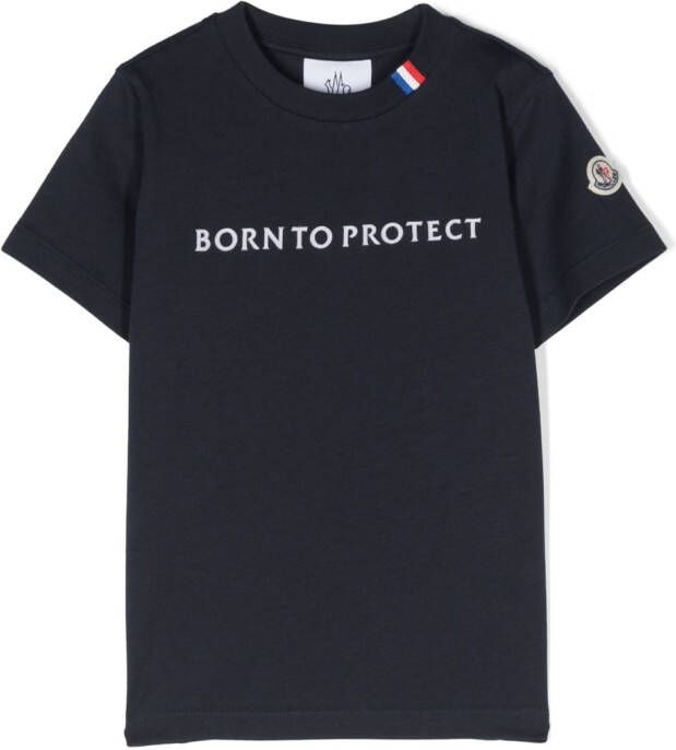 Moncler Enfant T-shirt met logopatch Blauw