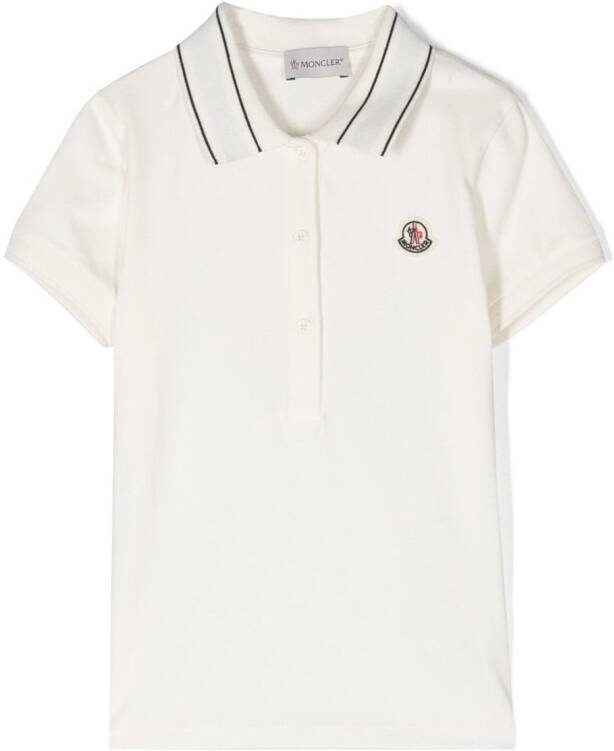 Moncler Enfant Poloshirt met gemerkte kraag Wit