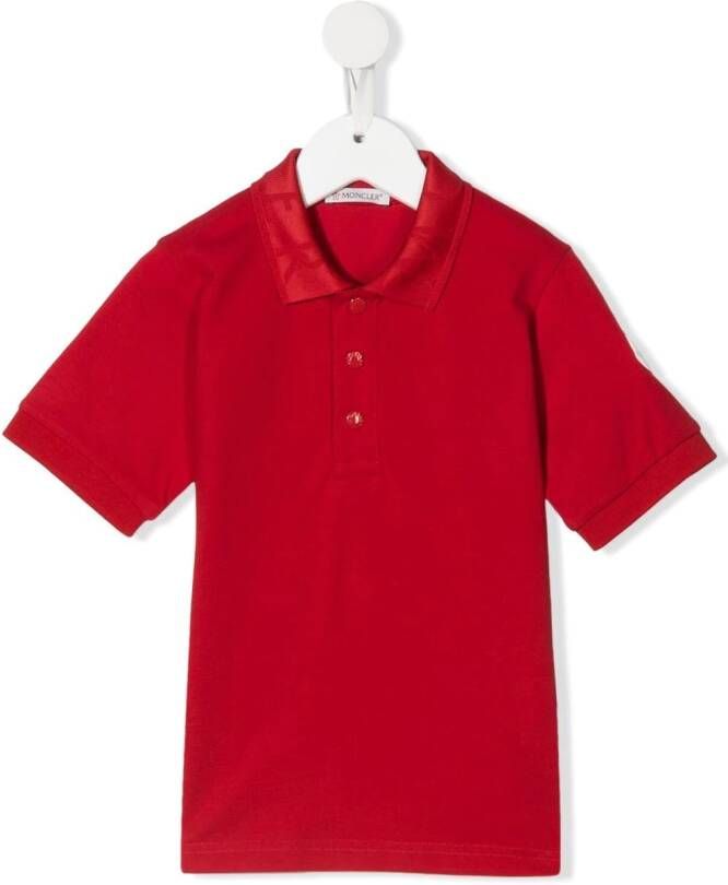 Moncler Enfant Poloshirt met logo kraag Rood