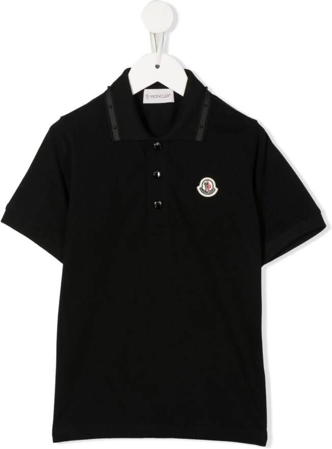 Moncler Enfant Poloshirt met logopatch Zwart