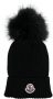 Moncler Enfant Muts met geribbeld logo Zwart - Thumbnail 1