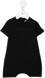 Moncler Enfant Romper met geborduurd logo Zwart