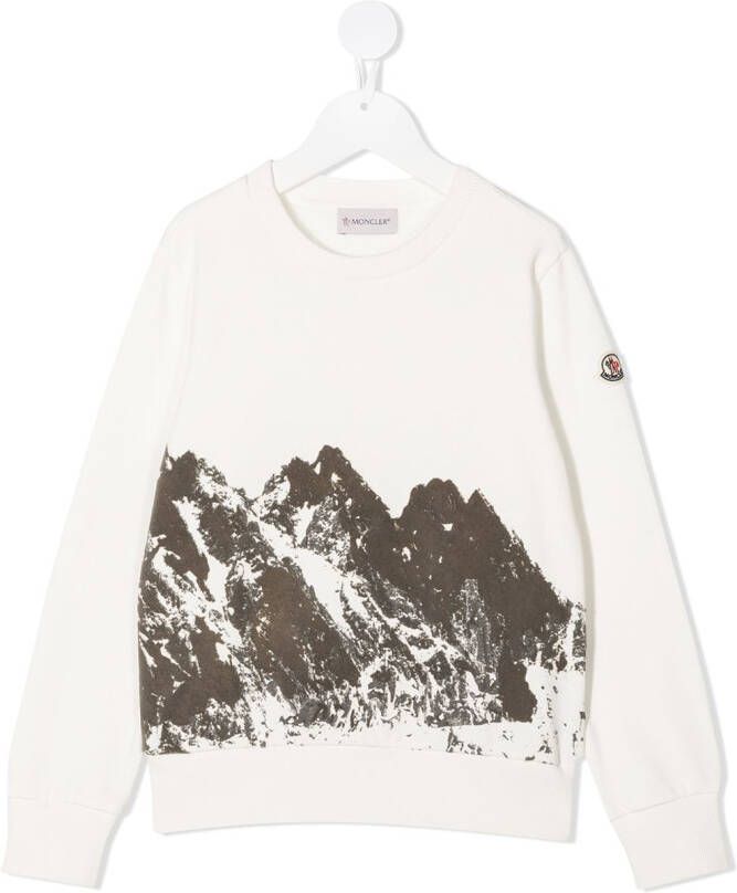 Moncler Enfant Sweater met bergprint Wit