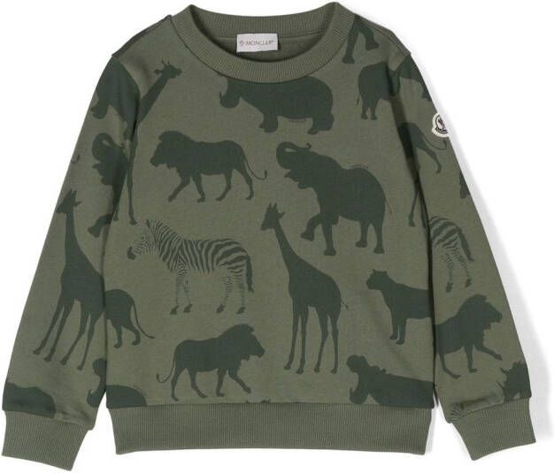 Moncler Enfant Sweater met dierenprint Groen