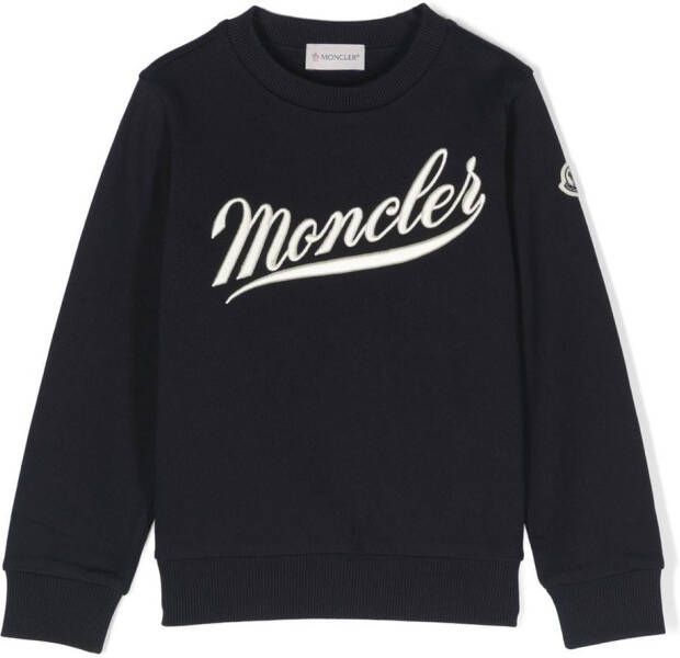 Moncler Enfant Sweater met geborduurd logo Blauw