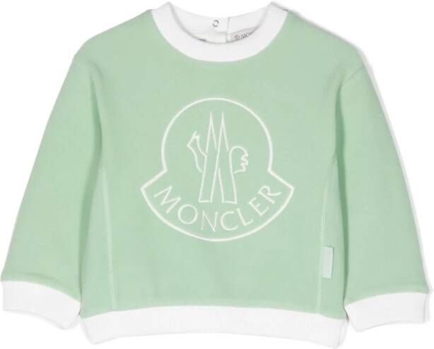 Moncler Enfant Sweater met geborduurd logo Groen