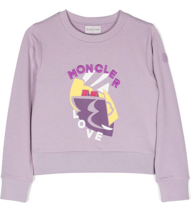 Moncler Enfant Sweater met geborduurd logo Paars