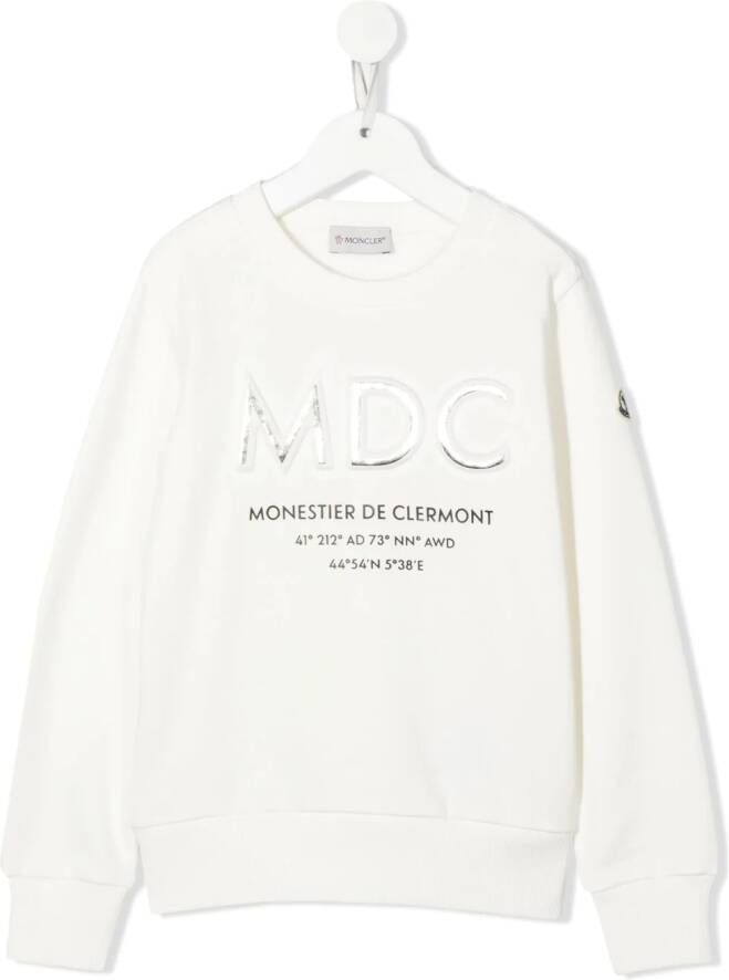 Moncler Enfant Sweater met geborduurd logo Wit