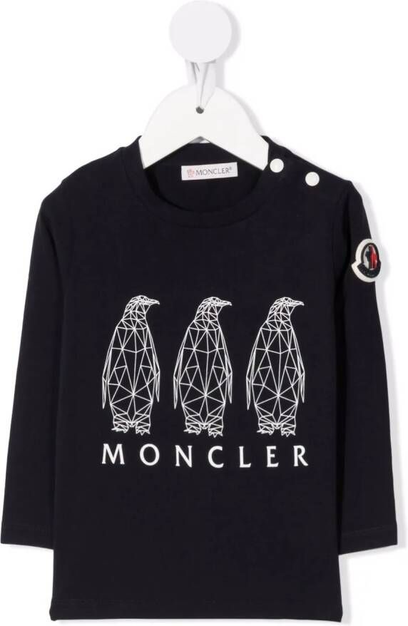 Moncler Enfant T-shirt met dierenprint Blauw