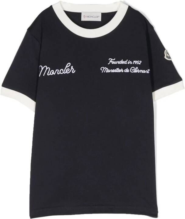 Moncler Enfant T-shirt met geborduurd logo Blauw