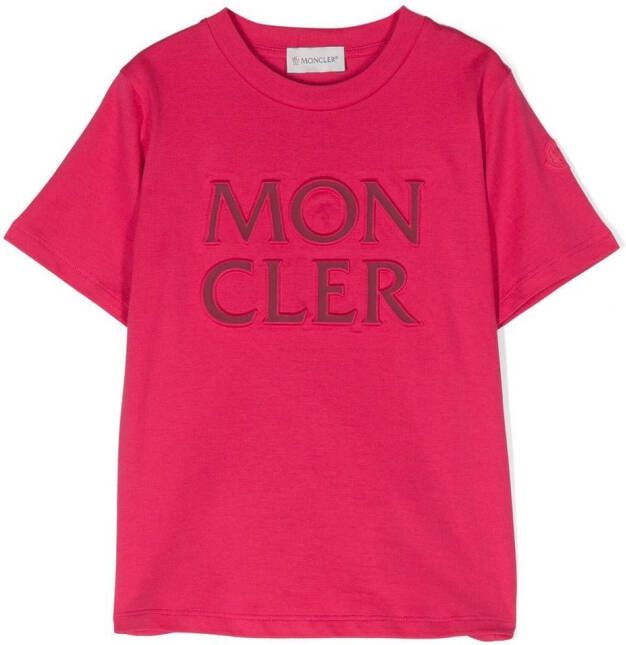 Moncler Enfant T-shirt met geborduurd logo Roze
