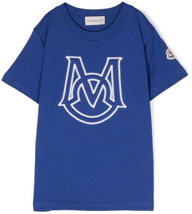 Moncler Enfant T-shirt met geborduurd monogram Blauw