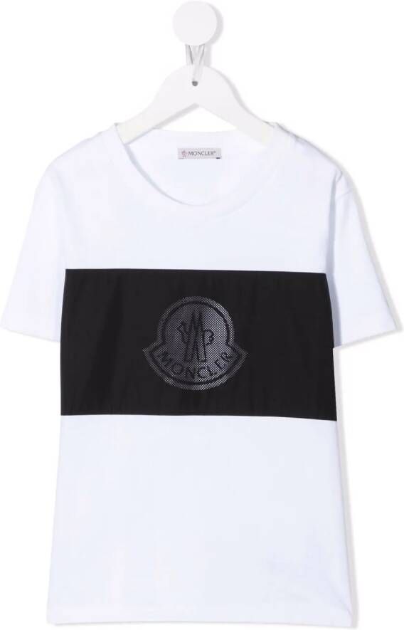 Moncler Enfant T-shirt met geperforeerd logo Wit