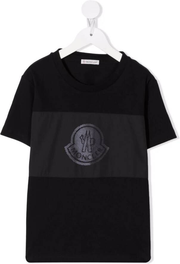 Moncler Enfant T-shirt met geperforeerd logo Zwart