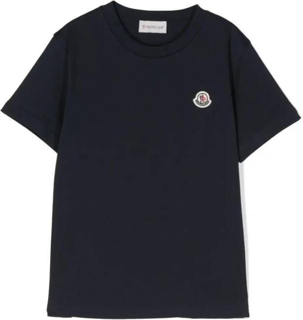 Moncler Enfant T-shirt met logopatch Blauw