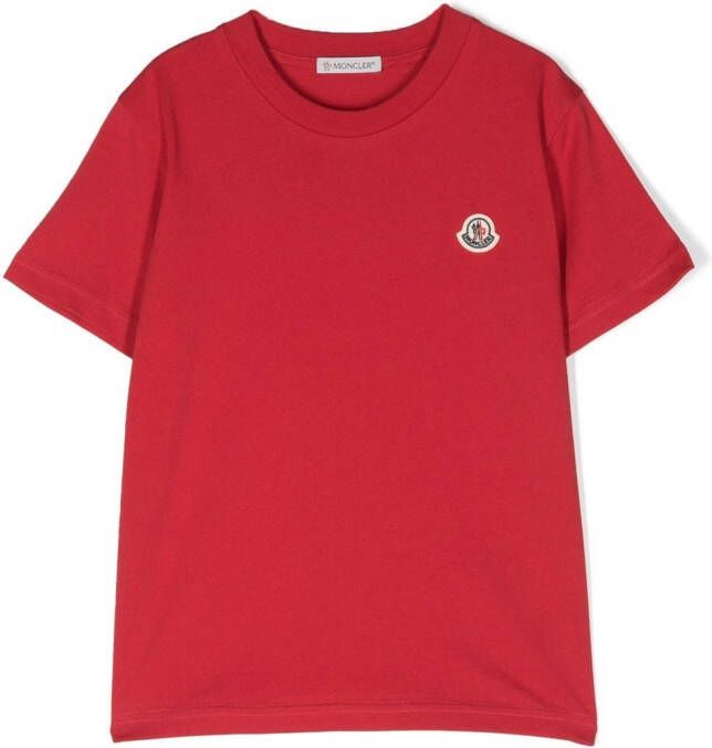 Moncler Enfant T-shirt met logopatch Rood