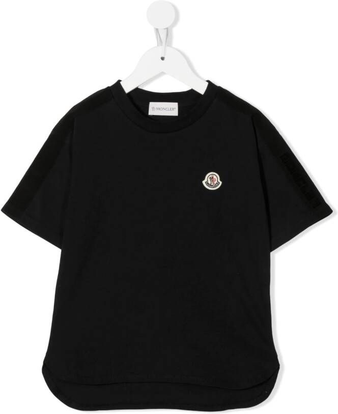 Moncler Enfant T-shirt met logopatch Zwart