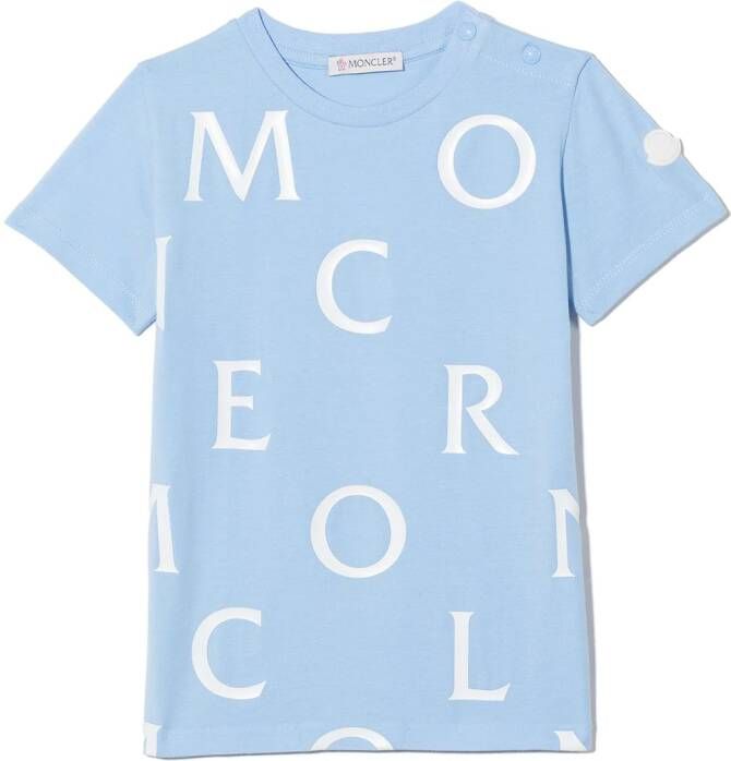 Moncler Enfant T-shirt met logoprint Blauw