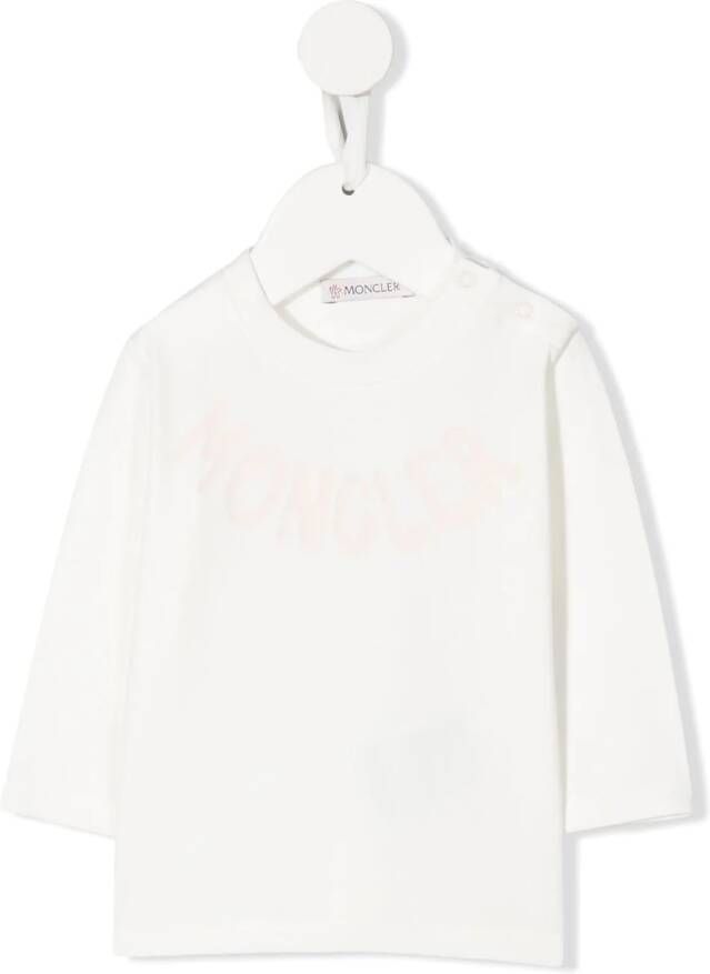 Moncler Enfant T-shirt met logoprint Wit