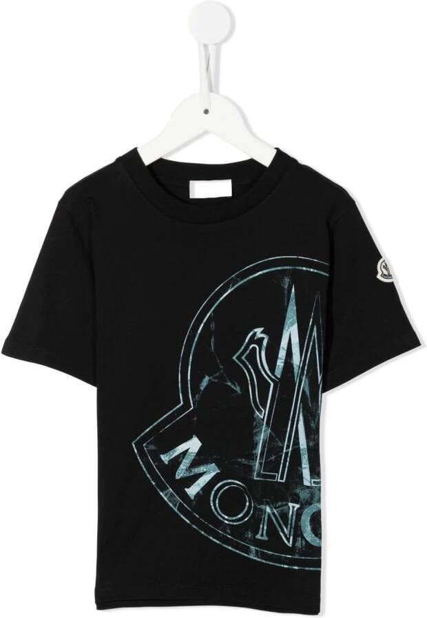 Moncler Enfant T-shirt met logoprint Zwart