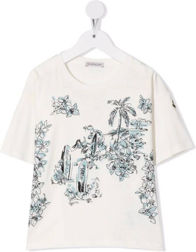 Moncler Enfant T-shirt met print Wit