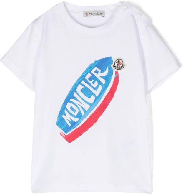 Moncler Enfant T-shirt met surfboard print Wit