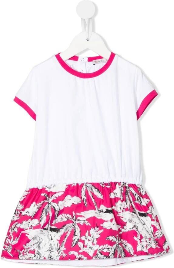 Moncler Enfant Tweekleurige T-shirtjurk Wit