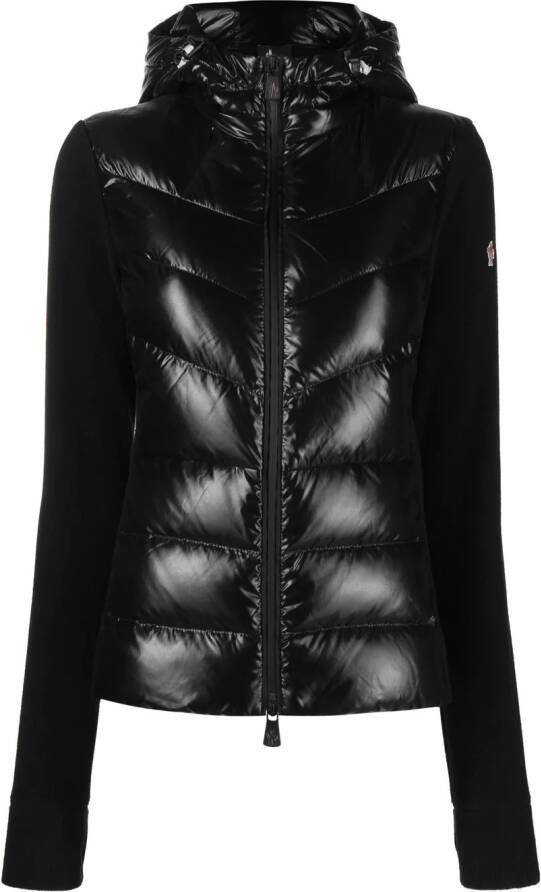 Moncler Grenoble Jack met gebreide mouwen en capuchon Zwart