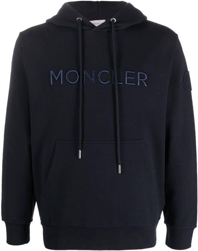 Moncler Hoodie met geborduurd logo Blauw