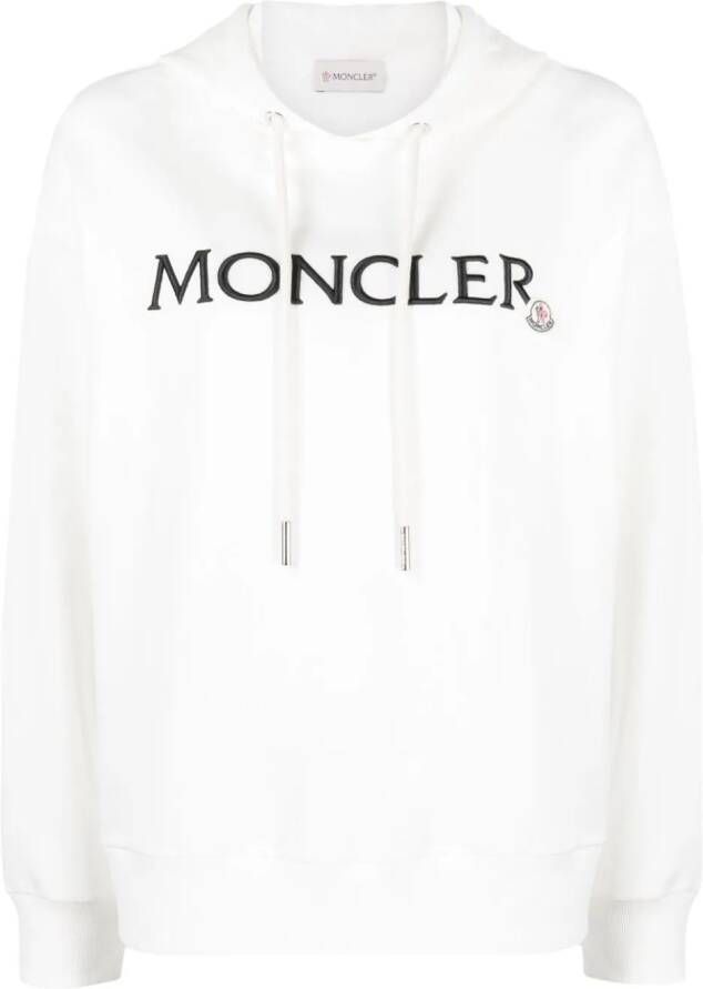 Moncler Hoodie met geborduurd logo Wit