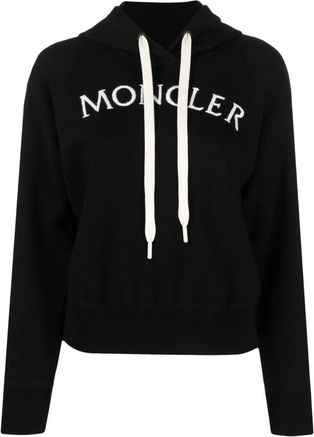 Moncler Hoodie met geborduurd logo Zwart