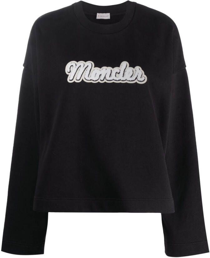 Moncler Sweater met logo applicatie Zwart