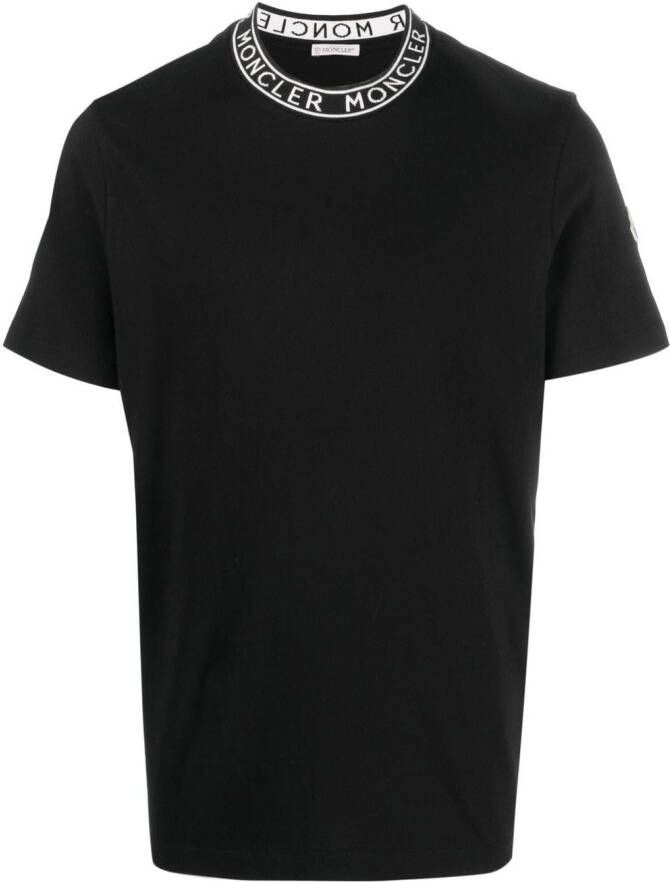 Moncler logo-collar short-sleeve T-shirt Zwart