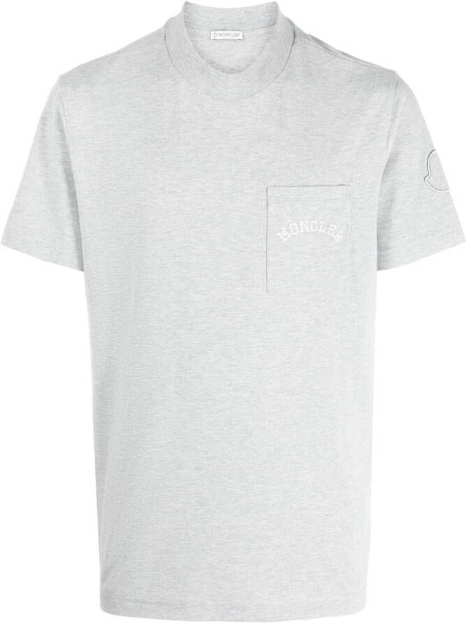 Moncler T-shirt met geborduurd logo Grijs