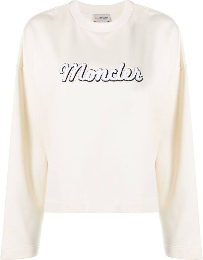 Moncler Sweater met geborduurd logo Beige