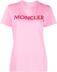 Moncler T-shirt met geborduurd logo Roze