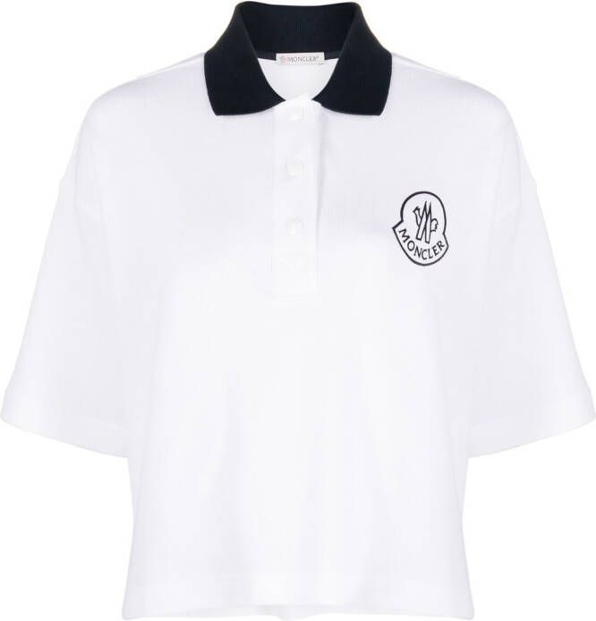 Moncler Poloshirt met geborduurd logo Wit
