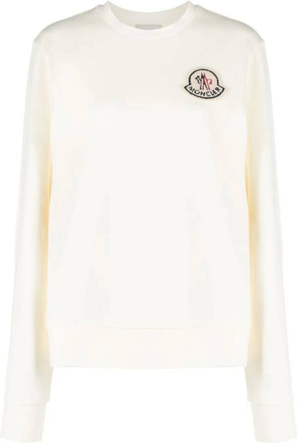 Moncler logo-appliqué cotton-blend sweatshirt Beige