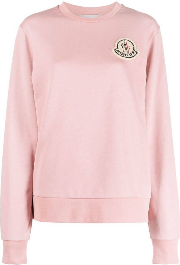 Moncler logo-patch cotton-blend sweatshirt Roze