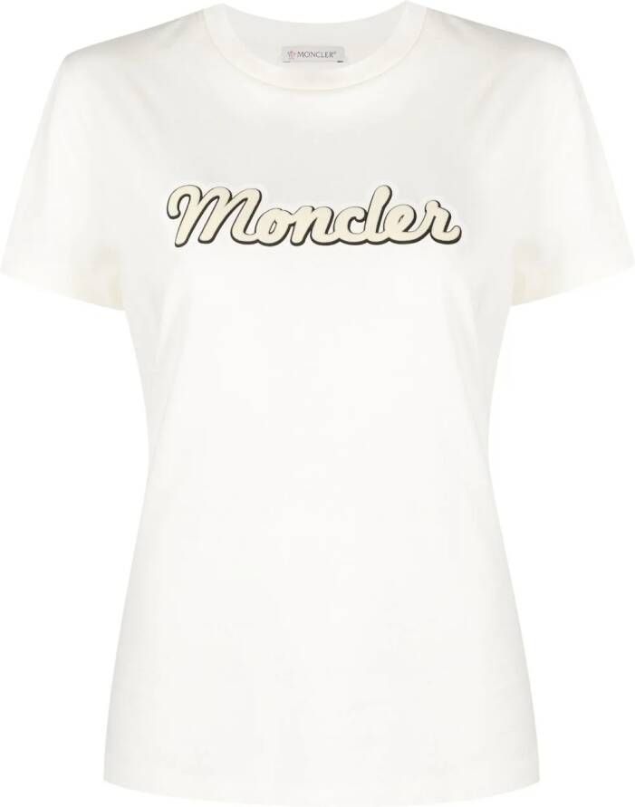 Moncler T-shirt met logopatch Beige