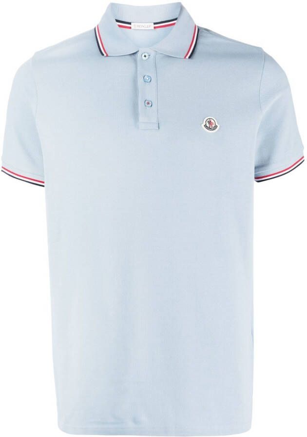 Moncler logo-patch short-sleeved polo shirt Blauw