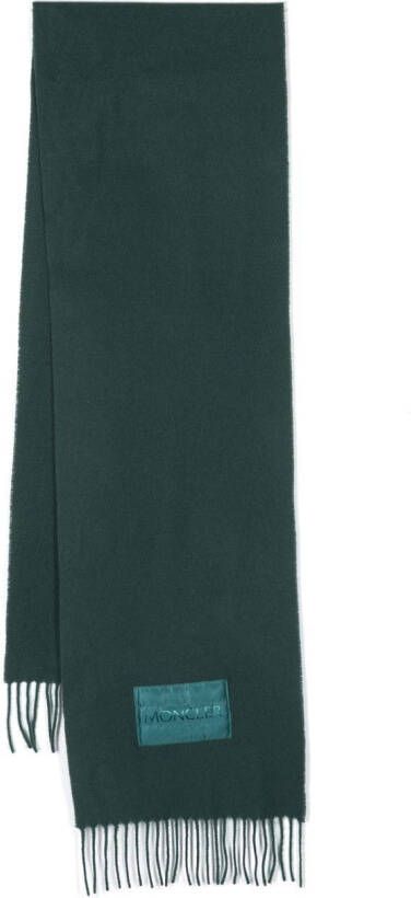 Moncler logo-patch wool scarf Groen