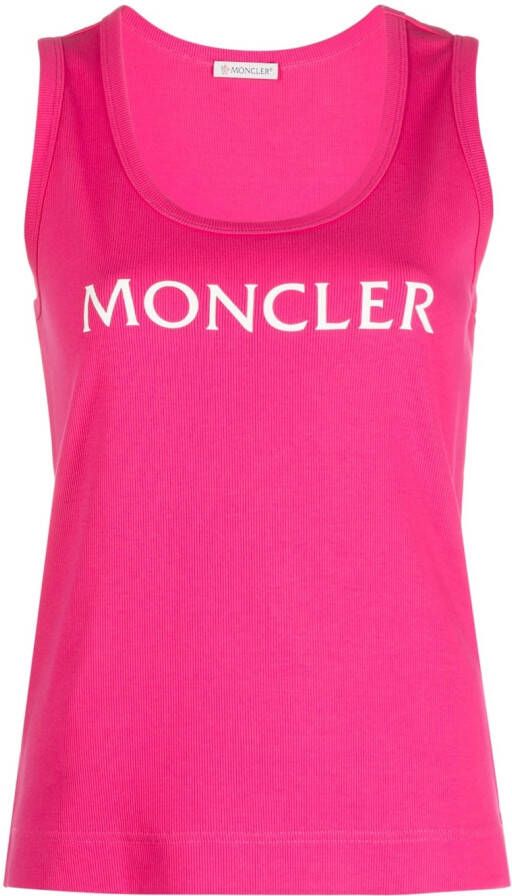 Moncler logo-print cotton-blend tank top Roze