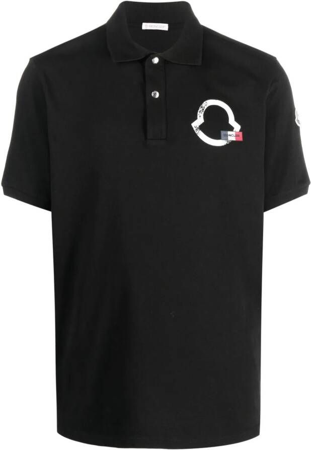 Moncler logo-print cotton-jersey polo shirt Zwart