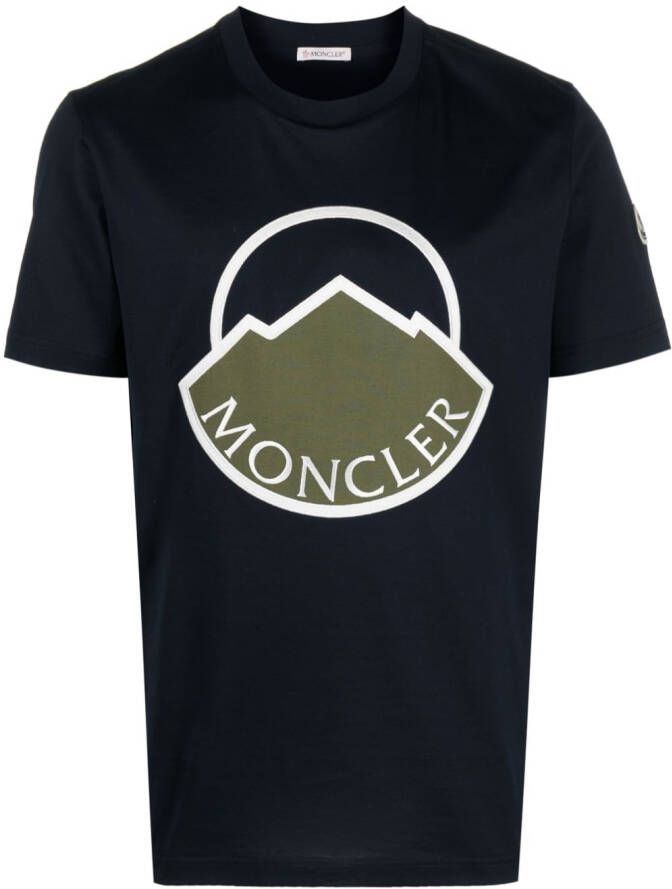 Moncler T-shirt met logoprint Blauw