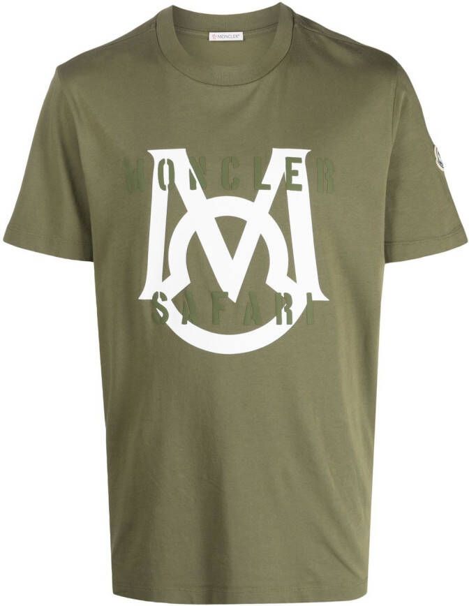 Moncler T-shirt met logoprint Groen
