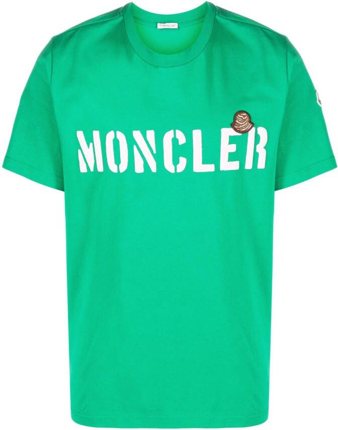 Moncler T-shirt met logoprint Groen